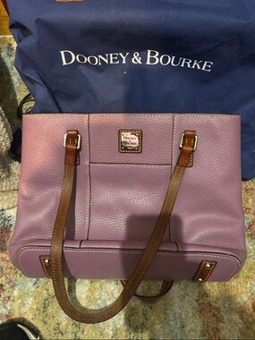Dooney & Bourke Mauve Leather Tote with Brown Trim